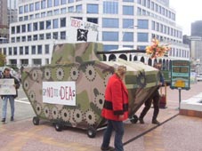 The iDEAs tank at the protest
