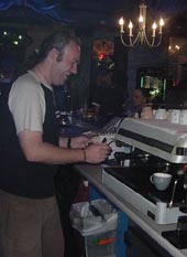 Chris making coffee