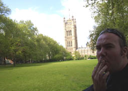 Chris has a session outside the House of Parliament, London
