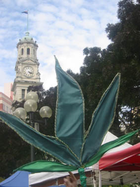 4:20 on the Town Hall clock above Aotea Square - click for close up on the clock