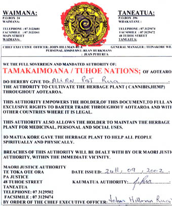 Maori Justice Authority Permit